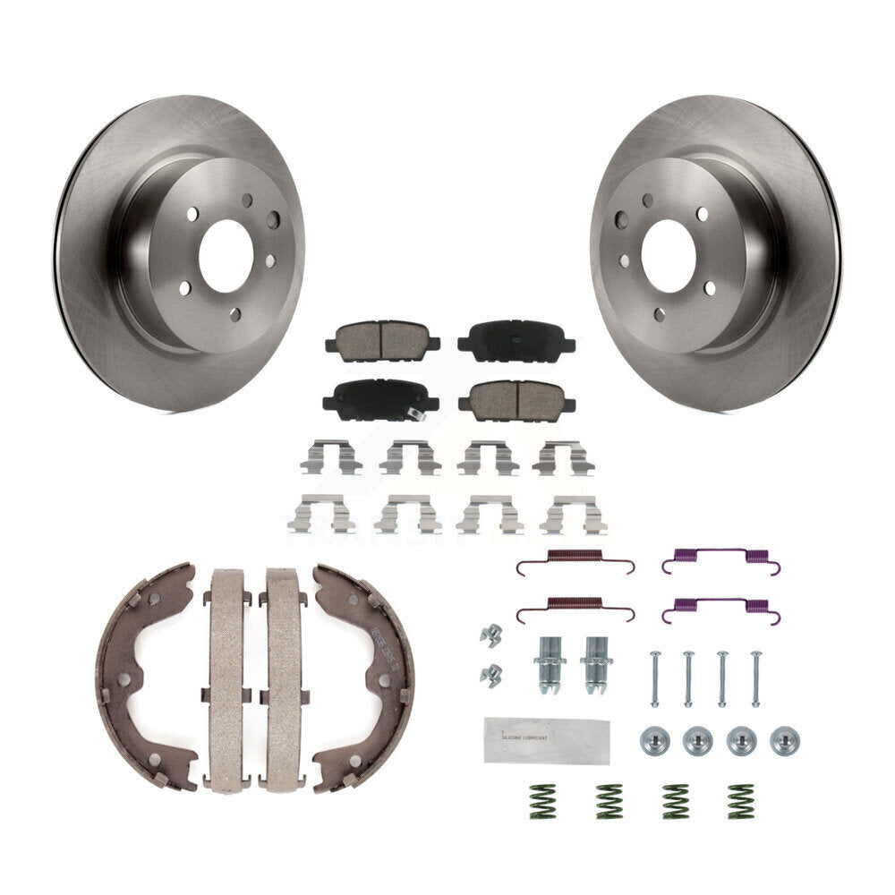 Rear Disc Rotors Ceramic Pads Parking Shoes Hardware Kit For INFINITI Nissan G37