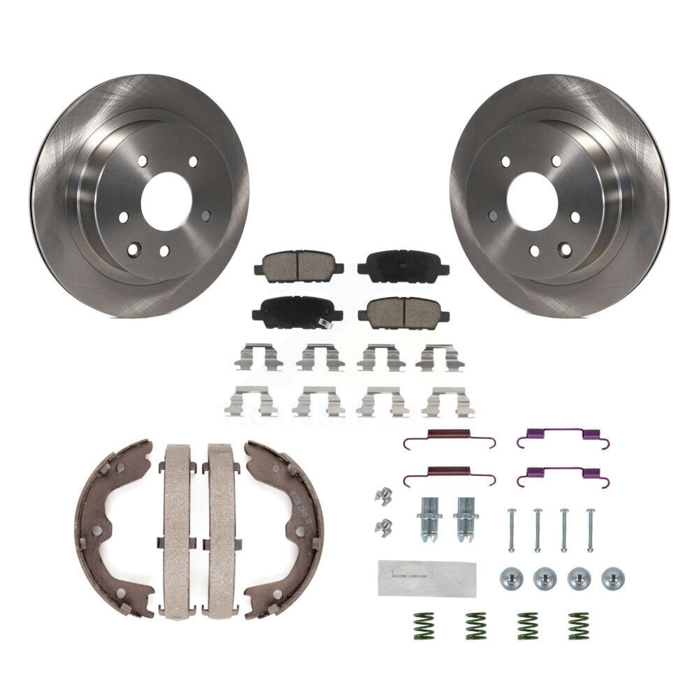 Rear Disc Rotors Ceramic Pads Parking Shoes Hardware Kit For INFINITI G35 Nissan