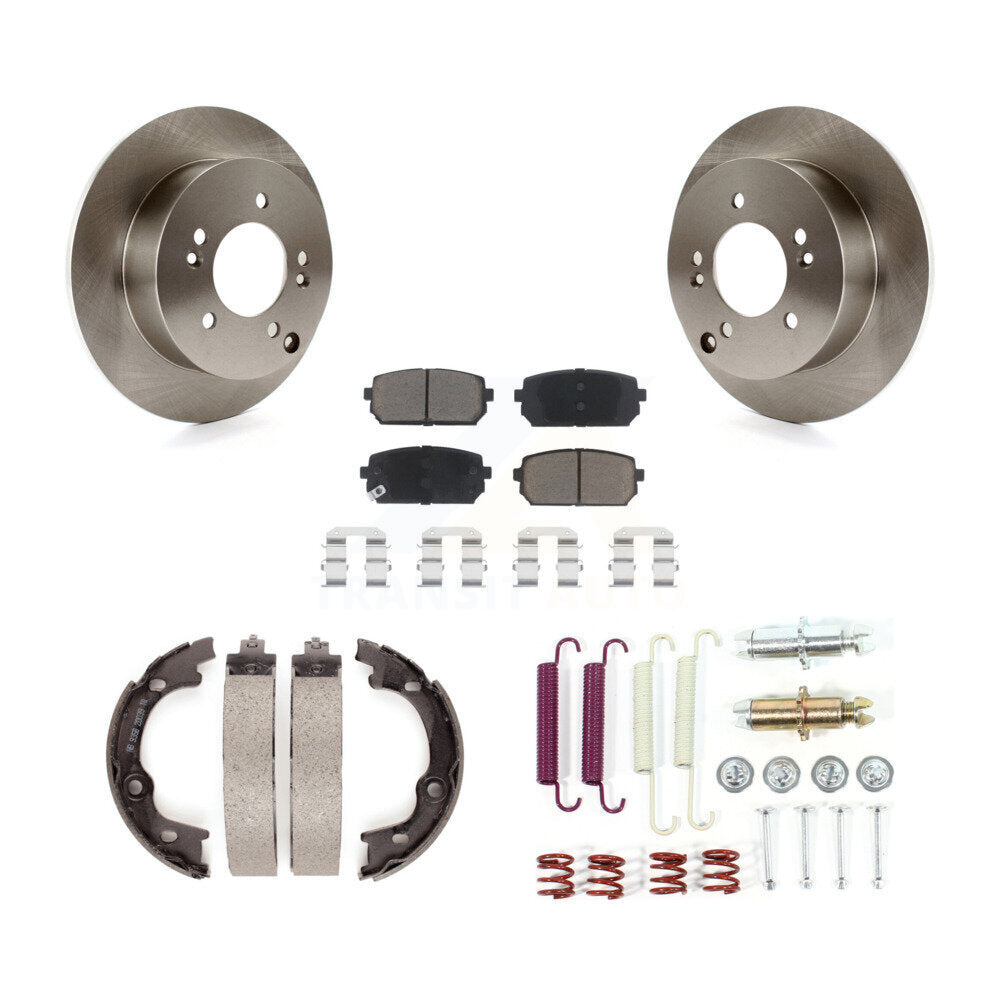 Rear Disc Rotors Ceramic Pads Parking Shoes Hardware Kit For 2007-2010 Kia Rondo