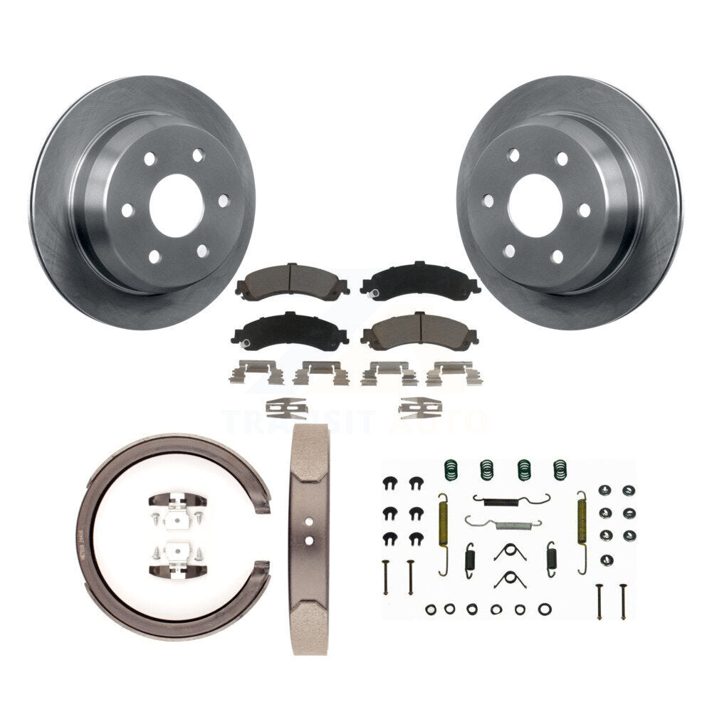 Rear Disc Rotors Ceramic Pads Parking Brake Shoes And Hardware Kit For