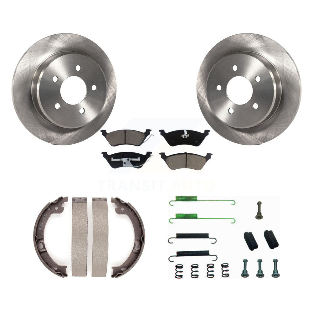Rear Disc Rotors Ceramic Pads Parking Shoes Hardware Kit For Dodge Grand Caravan