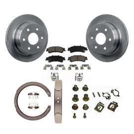 Rear Disc Rotors Ceramic Pads Parking Shoes Hardware Kit For Chevrolet GMC 1500