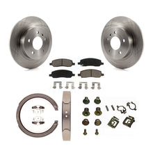 Load image into Gallery viewer, Rear Disc Rotors Ceramic Pads Parking Brake Shoes Hardware Kit For Cadillac DTS