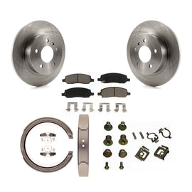 Rear Disc Rotors Ceramic Pads Parking Brake Shoes Hardware Kit For Cadillac DTS