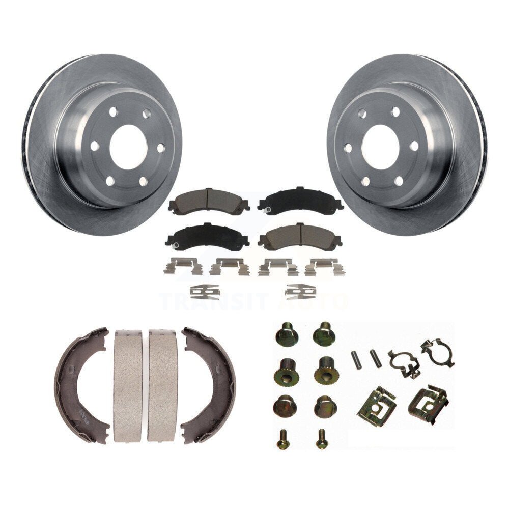 Rear Disc Rotors Ceramic Pads Parking Shoes Hardware Kit For Chevrolet Silverado