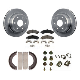 Rear Disc Rotors Ceramic Pads Parking Shoes Hardware Kit For Chevrolet Silverado