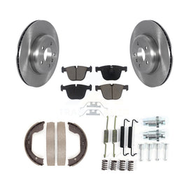 Rear Disc Rotors Ceramic Pads Parking Shoes Hardware Kit For BMW 535i GT xDrive