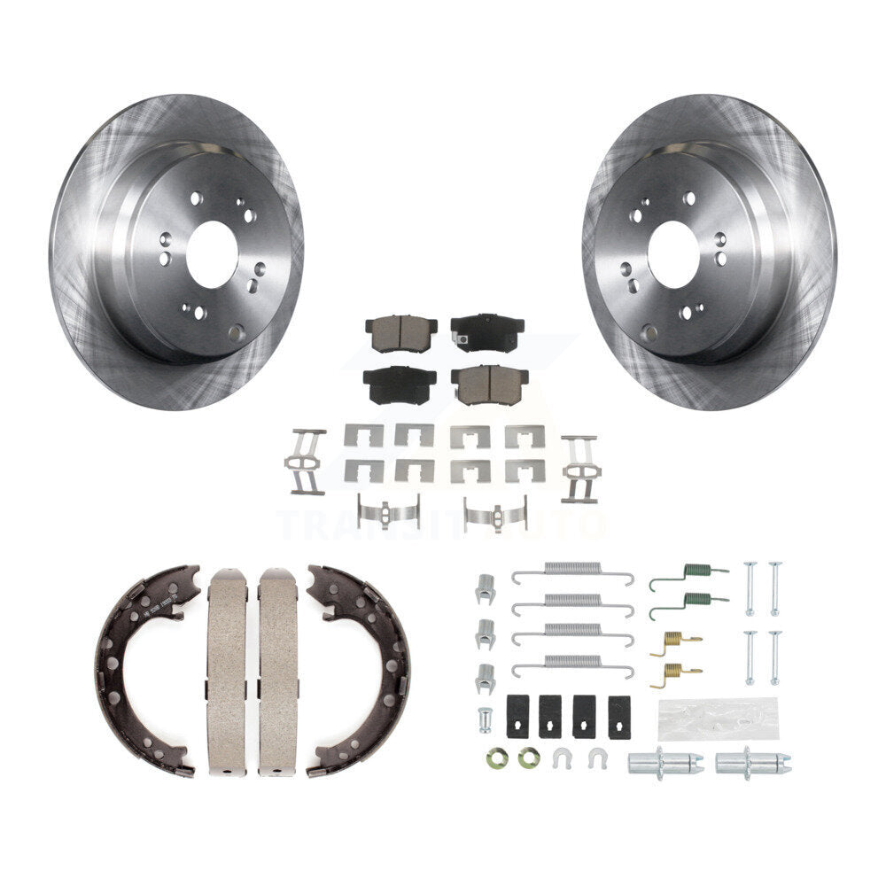 Rear Disc Rotors Ceramic Pads Parking Brake Shoes And Hardware Kit For Acura RDX