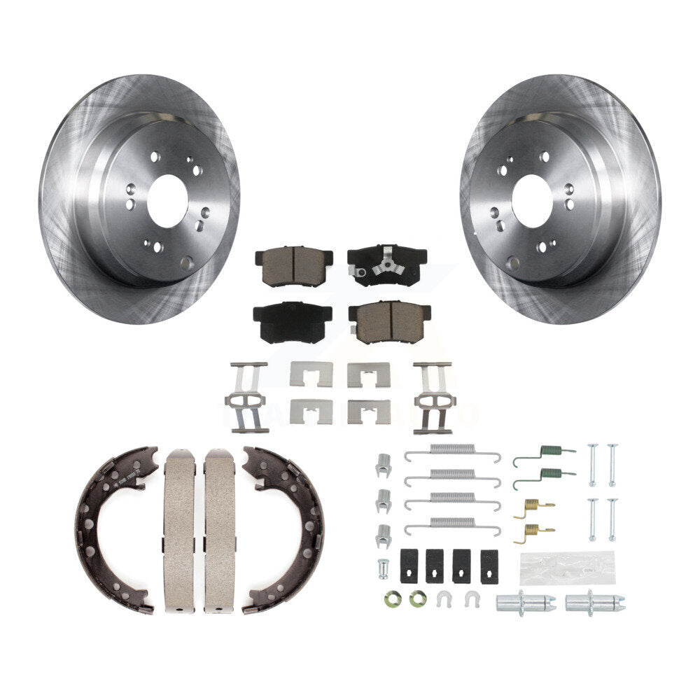 Rear Disc Rotors Ceramic Pads Parking Shoes & Hardware Kit For Honda CR-V Acura