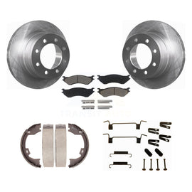 Rear Disc Rotors Ceramic Pads Parking Shoes Hardware Kit For Dodge Ram 1500 3500