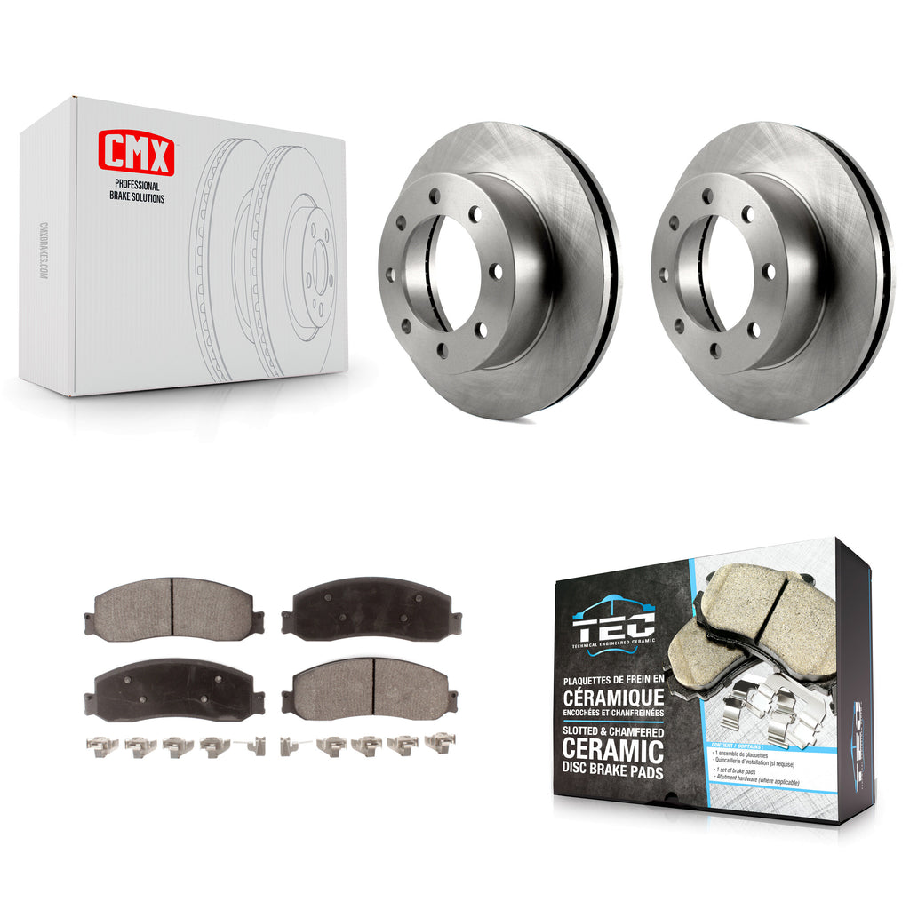 Front Disc Brake Rotors And Ceramic Pads Kit For Ford F-250 Super Duty F-350 4WD