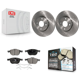 [Front] 2005-2007 Ford Focus Premium OE Brake Rotors & Ceramic Pads Kit For Max Braking