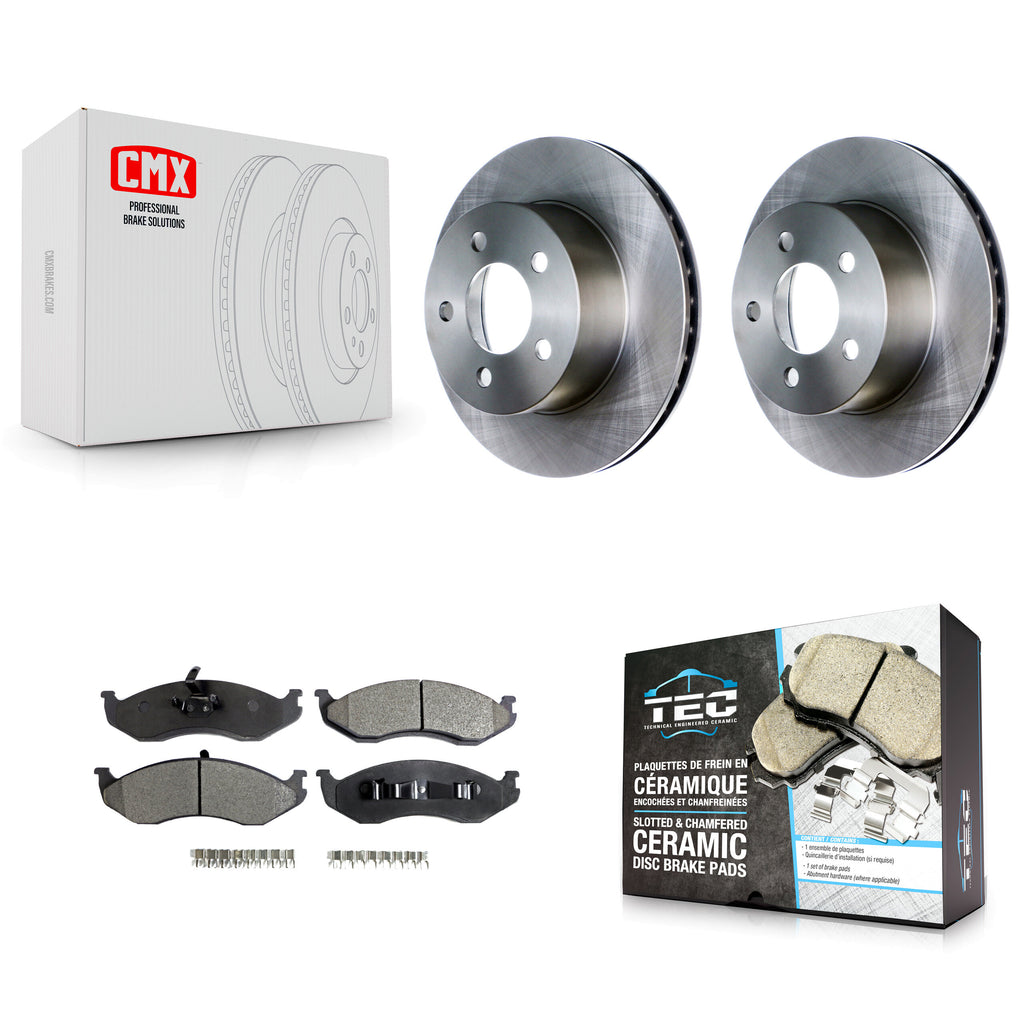 Front Brake Rotor & Ceramic Pad Kit For Jeep Wrangler Cherokee Grand Comanche TJ