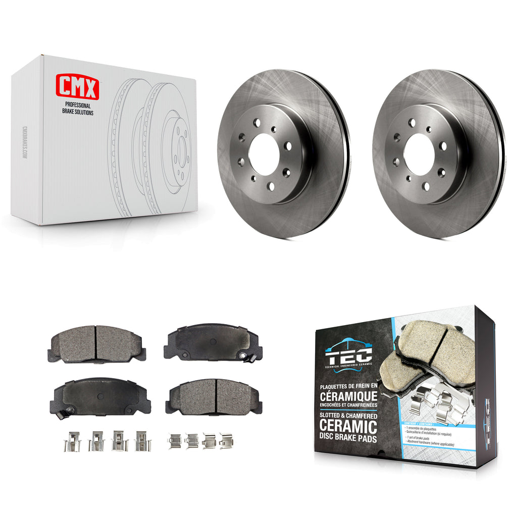 [Front] 1997 Honda Civic LX with 4-Wheel ABS Premium OE Brake Rotors & Ceramic Pads Kit For Max Braking