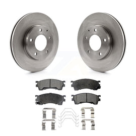 Front Brake Rotors Ceramic Pad Kit For 2002 Mazda 626 2.5L with Drum rear brakes