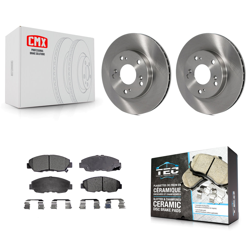 Front Disc Brake Rotors And Ceramic Pads Kit For Honda Civic