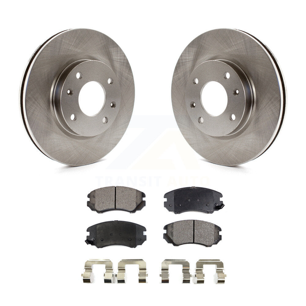 Front Disc Brake Rotors & Ceramic Pad Kit For Hyundai Sonata Kia Optima Magentis