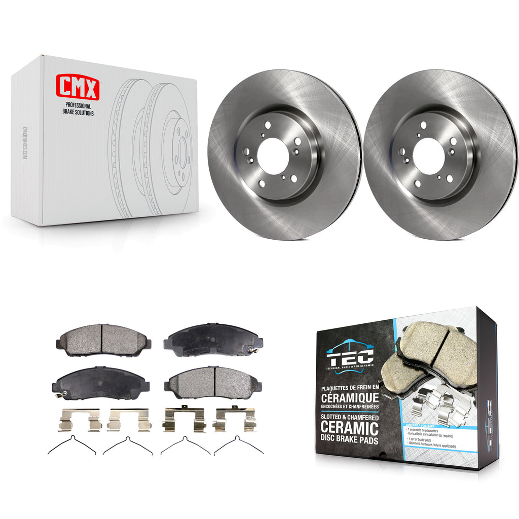 Front Disc Brake Rotors And Ceramic Pads Kit For Honda Pilot Acura MDX RLX ZDX