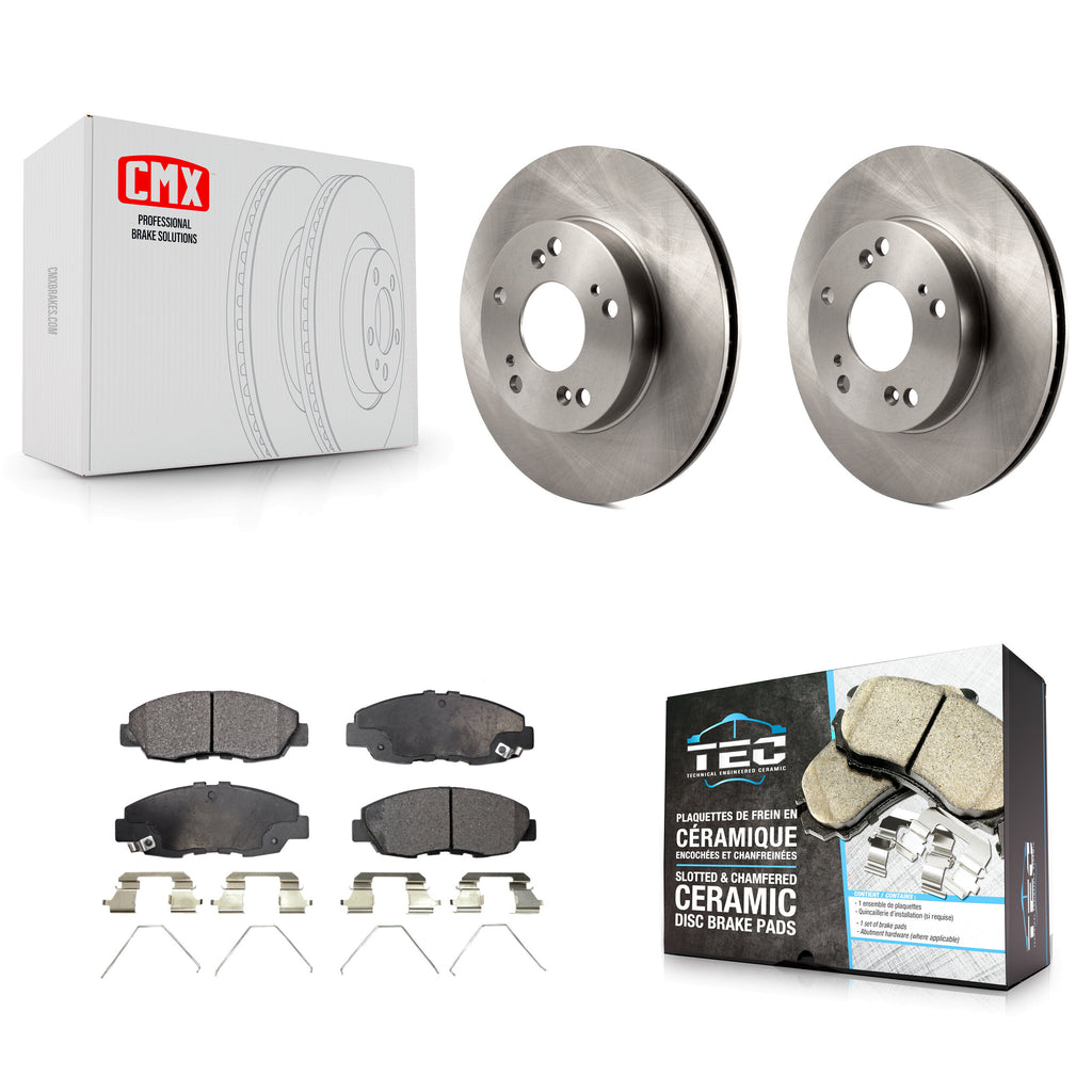 Front Disc Brake Rotors And Ceramic Pads Kit For Honda Civic