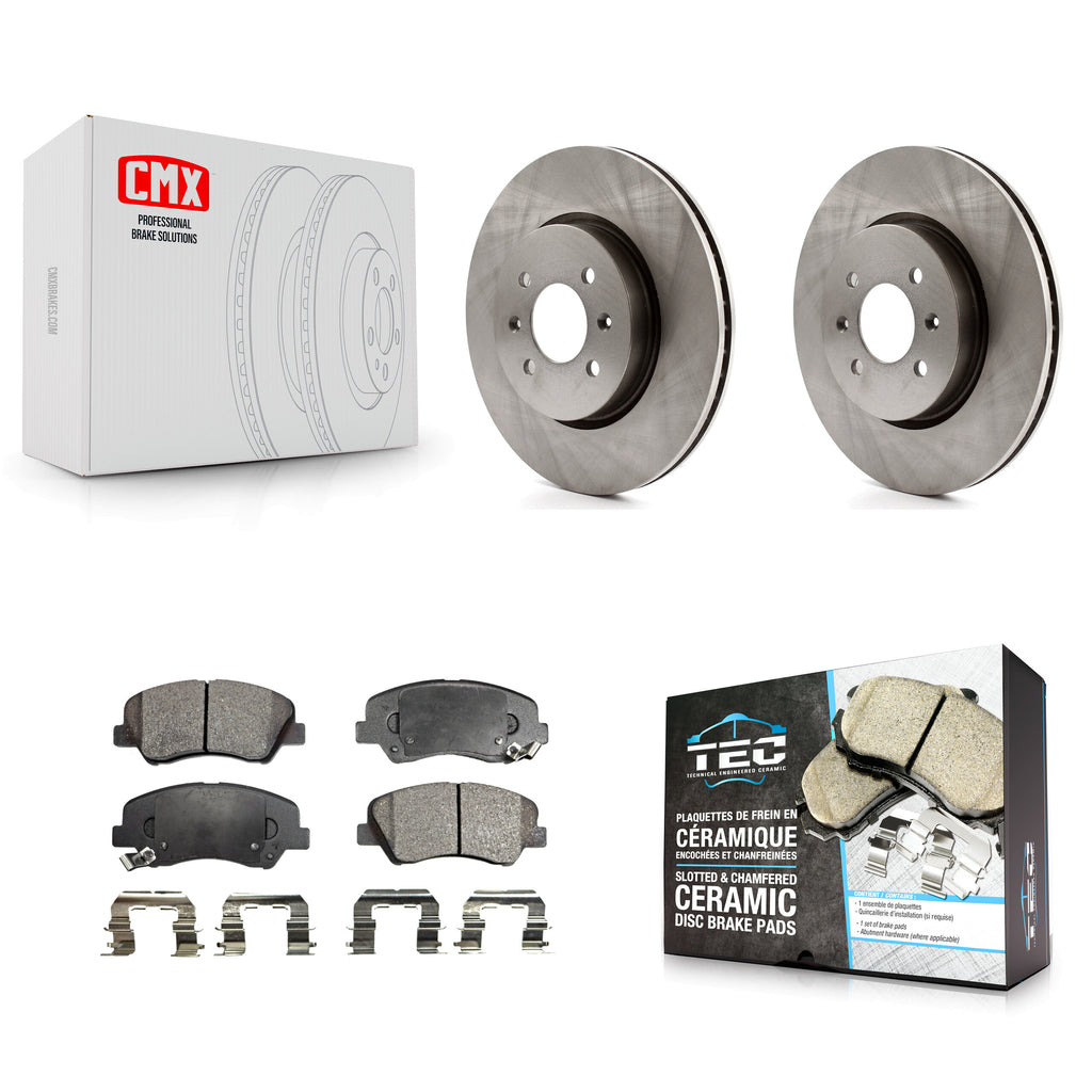 Front Disc Brake Rotors And Ceramic Pads Kit For Kia Rio