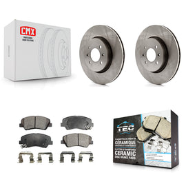 Front Disc Brake Rotors And Ceramic Pads Kit For Kia Rio