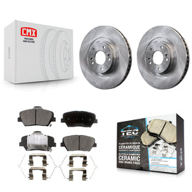 Front Disc Brake Rotors & Ceramic Pad Kit For Kia Sorento Hyundai Santa Fe Sport