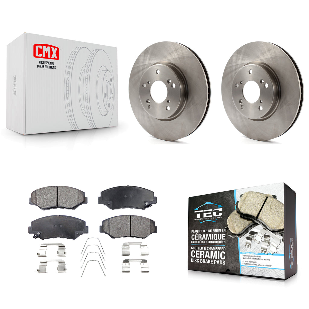 Front Brake Rotor Ceramic Pad Kit For 15 Honda Civic EX with Manual transmission