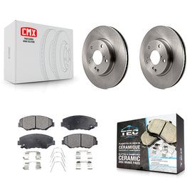 Front Disc Brake Rotors And Ceramic Pads Kit For Honda Civic
