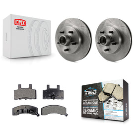 Front Disc Brake Rotors Hub & Ceramic Pad Kit For Chevrolet Tahoe C1500 Suburban
