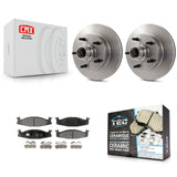 Front Disc Brake Rotors Hub And Ceramic Pads Kit For Ford F-150 E-150 Econoline