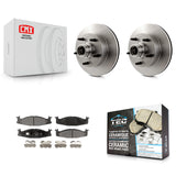 Front Disc Brake Rotor Hub & Ceramic Pad Kit For Ford E-150 Econoline Club Wagon