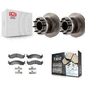 Front Brake Rotor Ceramic Pad Kit For Ford E-350 Super Duty Econoline Club Wagon