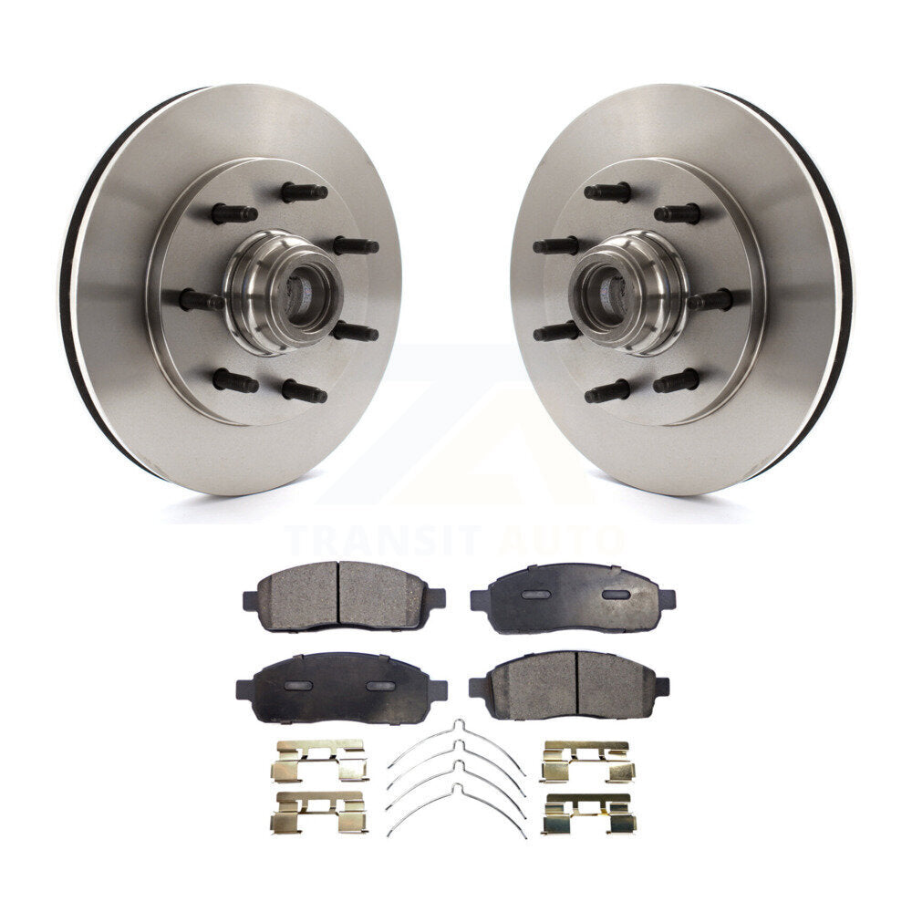 Front Disc Brake Rotors Hub Assembly And Ceramic Pad Kit For 2004 Ford F-150 RWD