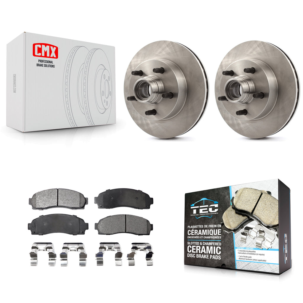 Front Disc Brake Rotors Hub Assembly Ceramic Pad Kit For Mazda B2300 B3000 B4000