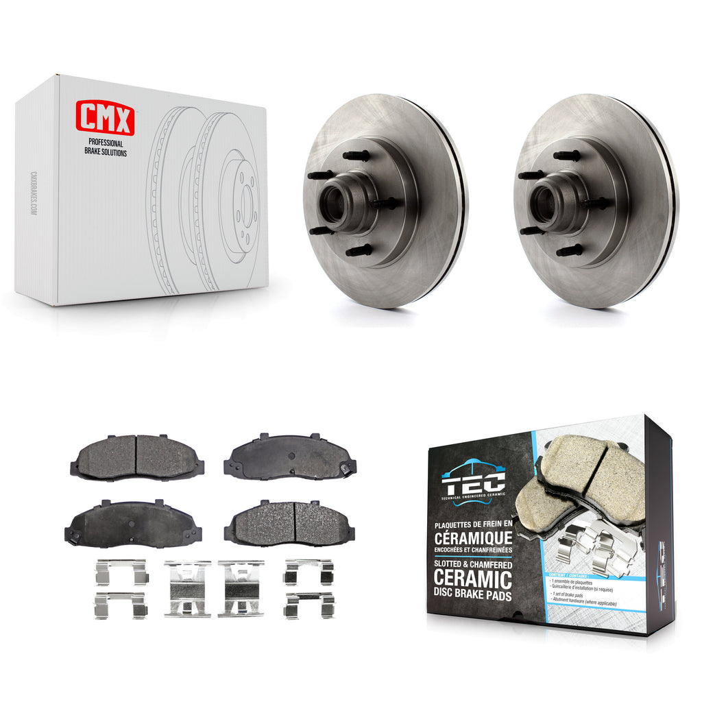 Front Disc Brake Rotors Hub Assembly And Ceramic Pads Kit For Ford F-150