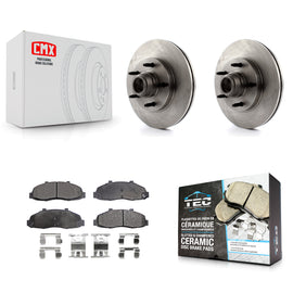 Front Disc Brake Rotors Hub Assembly And Ceramic Pads Kit For Ford F-150