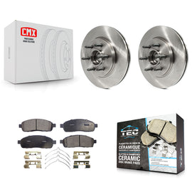 Front Disc Brake Rotors Hub & Ceramic Pad Kit For Ford F-150 Lincoln Mark LT RWD