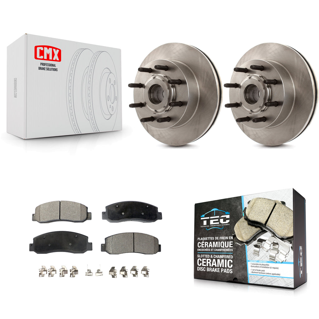 Front Brake Rotors Ceramic Pad Kit For 2005-2007 Ford F-250 Super Duty F-350 RWD