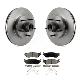 Front Disc Brake Rotor Hub & Ceramic Pad Kit For Ford E-150 Club Wagon Econoline