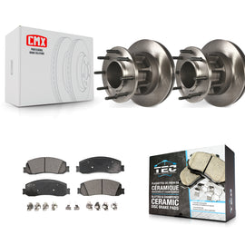 Front Disc Brake Rotor Hub & Ceramic Pad Kit For Ford F-250 Super Duty F-350 RWD