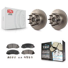 Front Disc Brake Rotor Hub & Ceramic Pad Kit For Ford F-250 Super Duty F-350 RWD