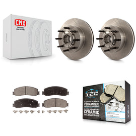 Front Disc Brake Rotor Hub & Ceramic Pad Kit For Ford F-250 Super Duty F-350 RWD