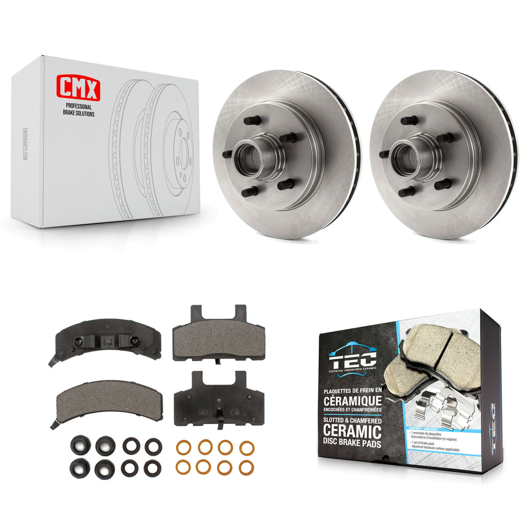 Front Disc Brake Rotors Hub And Ceramic Pad Kit For C1500 Chevrolet GMC Suburban