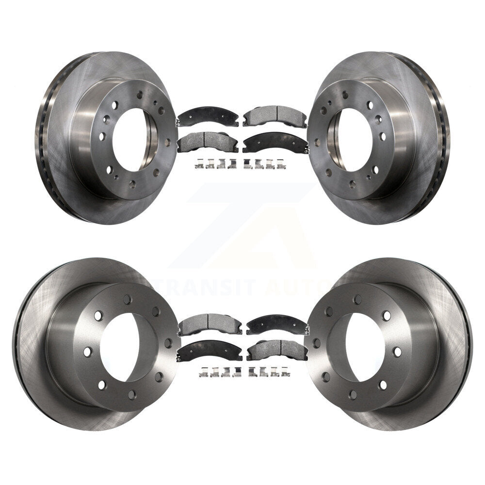 Front Rear Disc Brake Rotors Ceramic Pad Kit For Chevrolet Silverado 3500 HD GMC