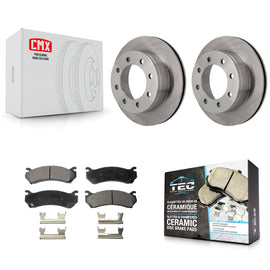 Rear Brake Rotor Ceramic Pad Kit For Chevrolet Silverado 2500 HD GMC Sierra 3500