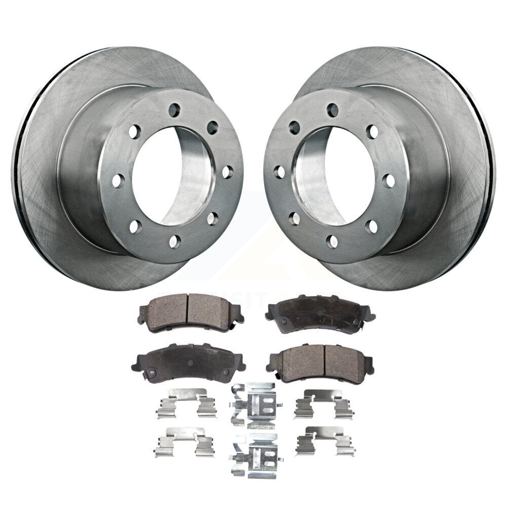 Rear Disc Brake Rotors & Ceramic Pad Kit For Chevrolet Silverado 3500 GMC Sierra