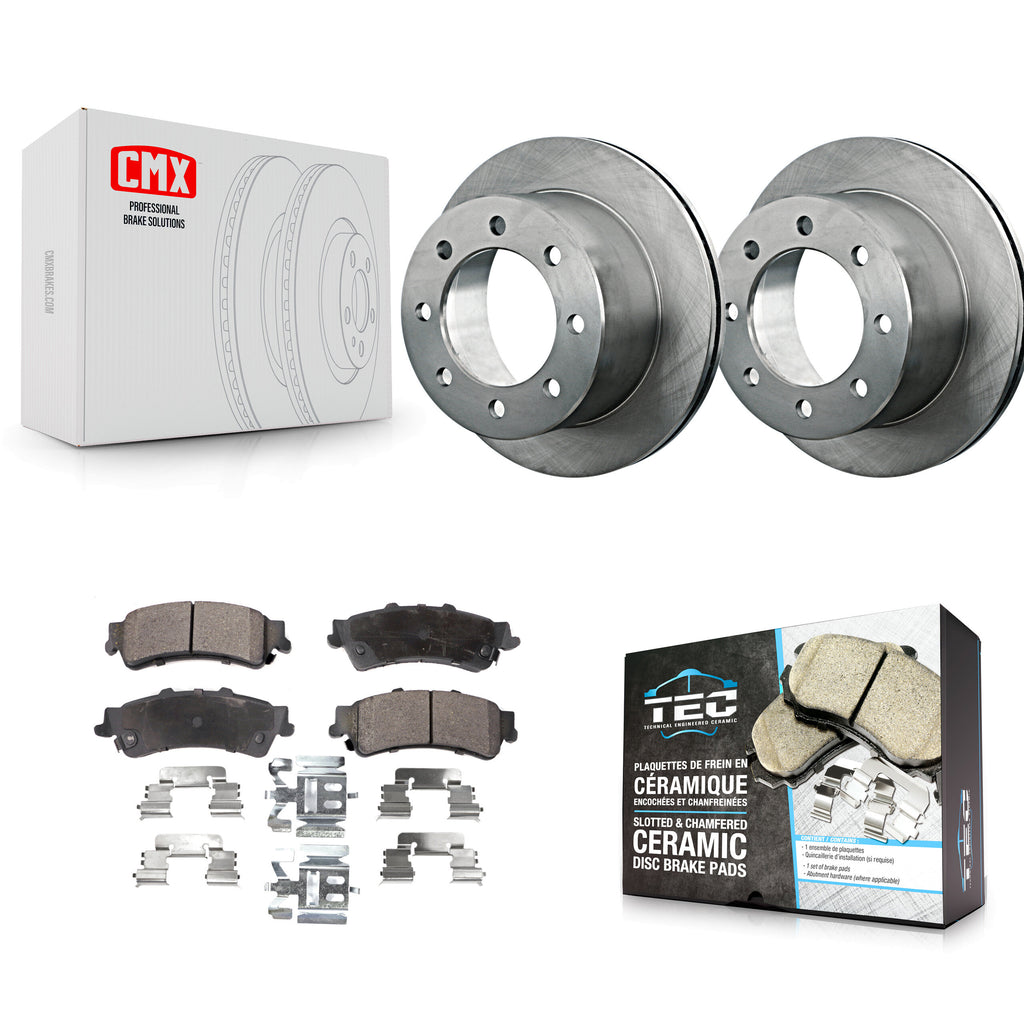 [Rear] 2001 GMC Sierra 3500 Chevrolet Silverado Premium OE Brake Rotors & Ceramic Pads Kit For Max Braking