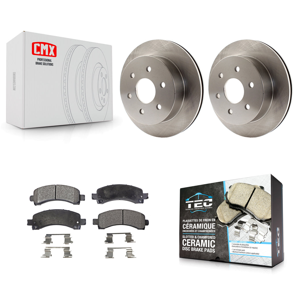 Rear Disc Brake Rotors And Ceramic Pad Kit For Chevrolet Express 2500 GMC Savana