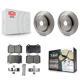 Rear Disc Brake Rotors And Ceramic Pads Kit For Chevrolet Camaro Cadillac CTS