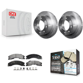 Rear Brake Rotor Ceramic Pad Kit For Chevrolet Silverado 2500 HD GMC Sierra 3500